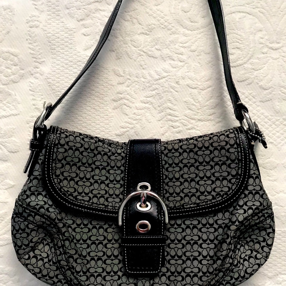 Black canvas & Leather COACH Shoulder Bag